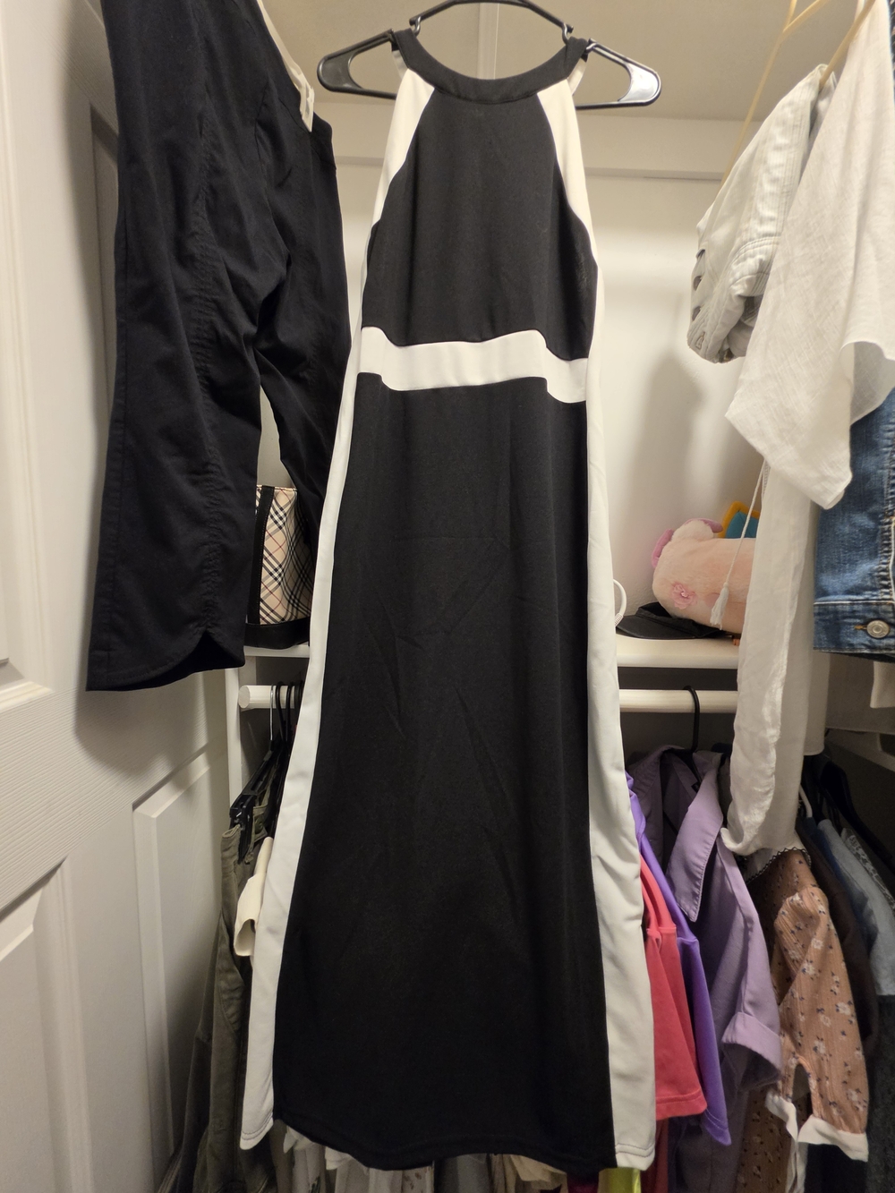 SHEIN Black and White Halter-Style Maxi Dress